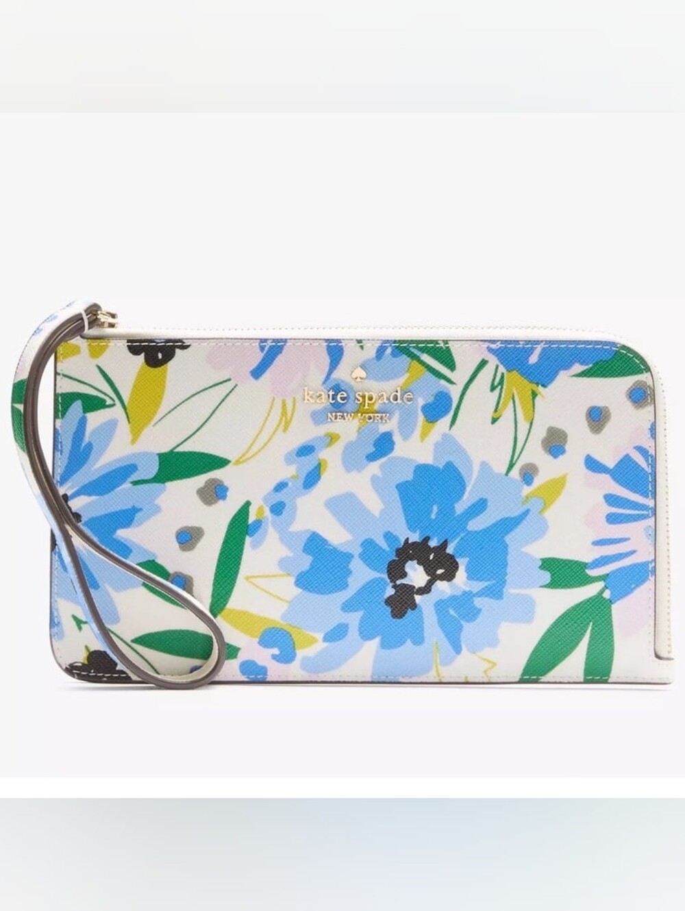 Kate Spade Blue & Green Lucy Floral Large L-zip Wrislet NWT